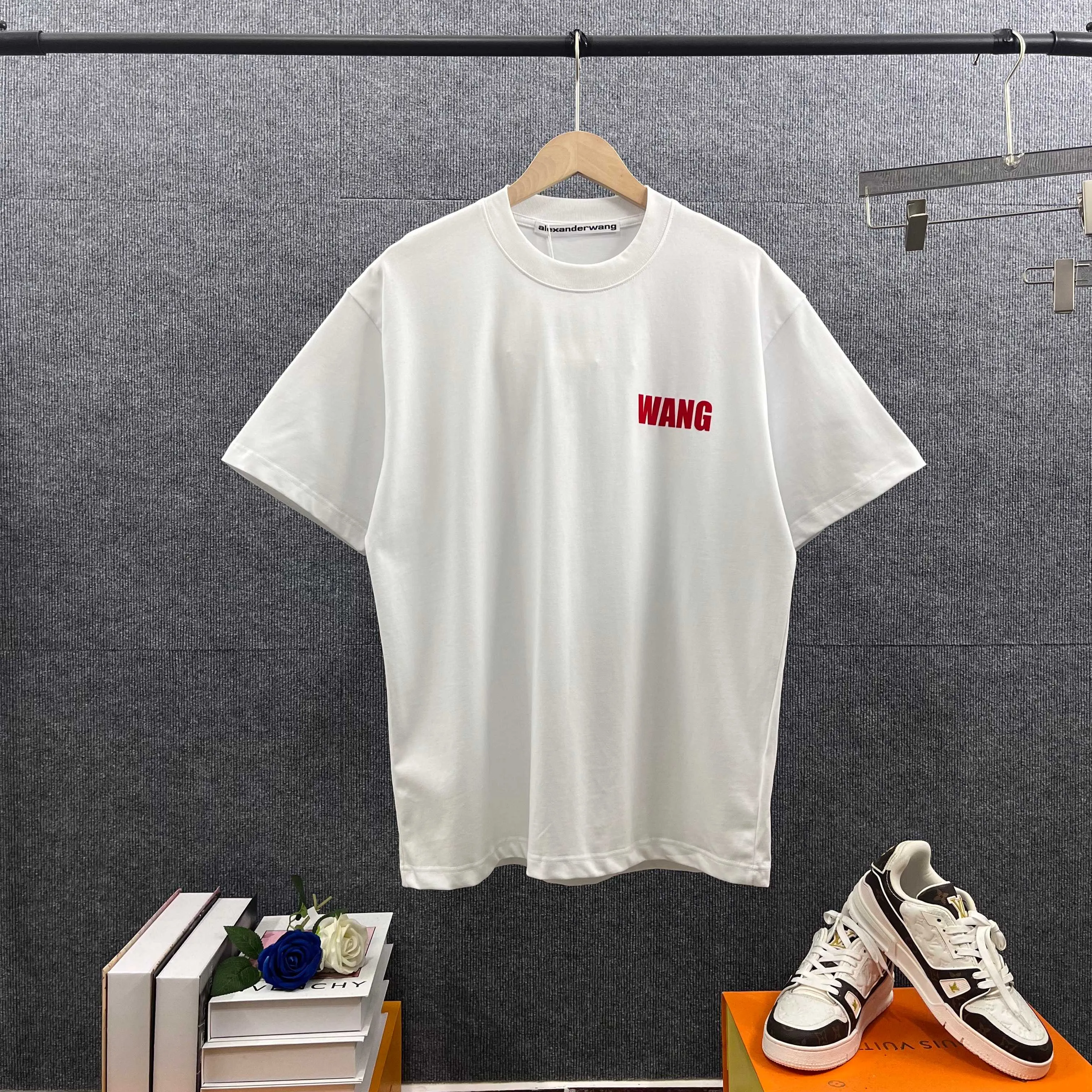 * * *alexan 2026 New Arrival wang logo T Same Style ：Black White Size： S （90-130 ） M （120-150 ） L （140-165 ） XL （160-180 ） XXL （180 ）